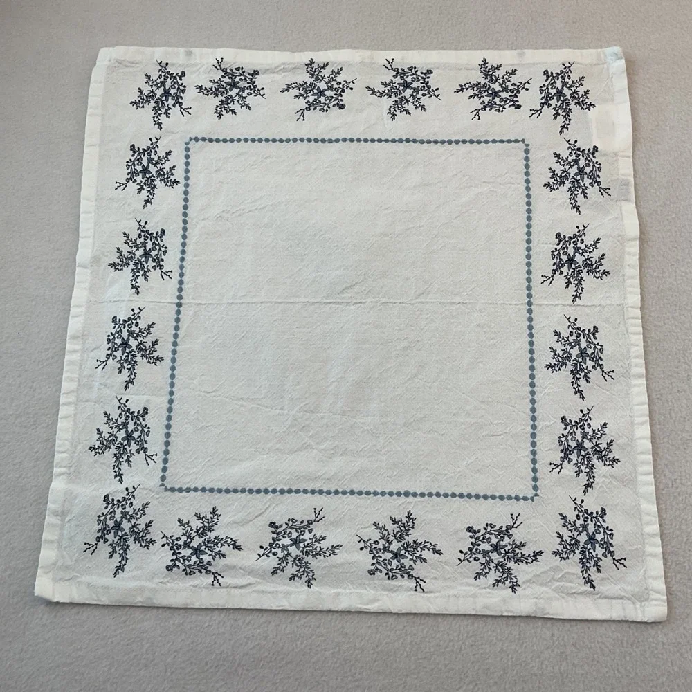 My Texas House Blue Floral White Cotton Napkins Set of 10 Square